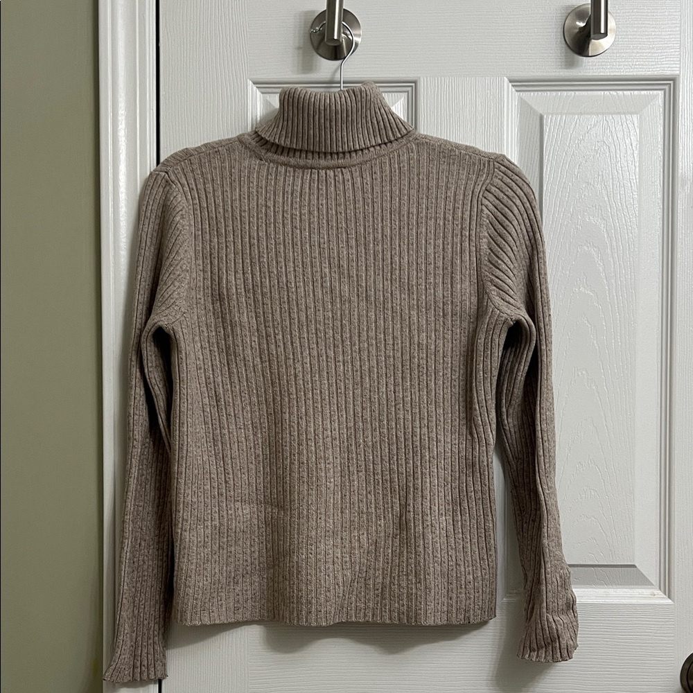 Express Ribbed Cowl Neck Sweater - Tan